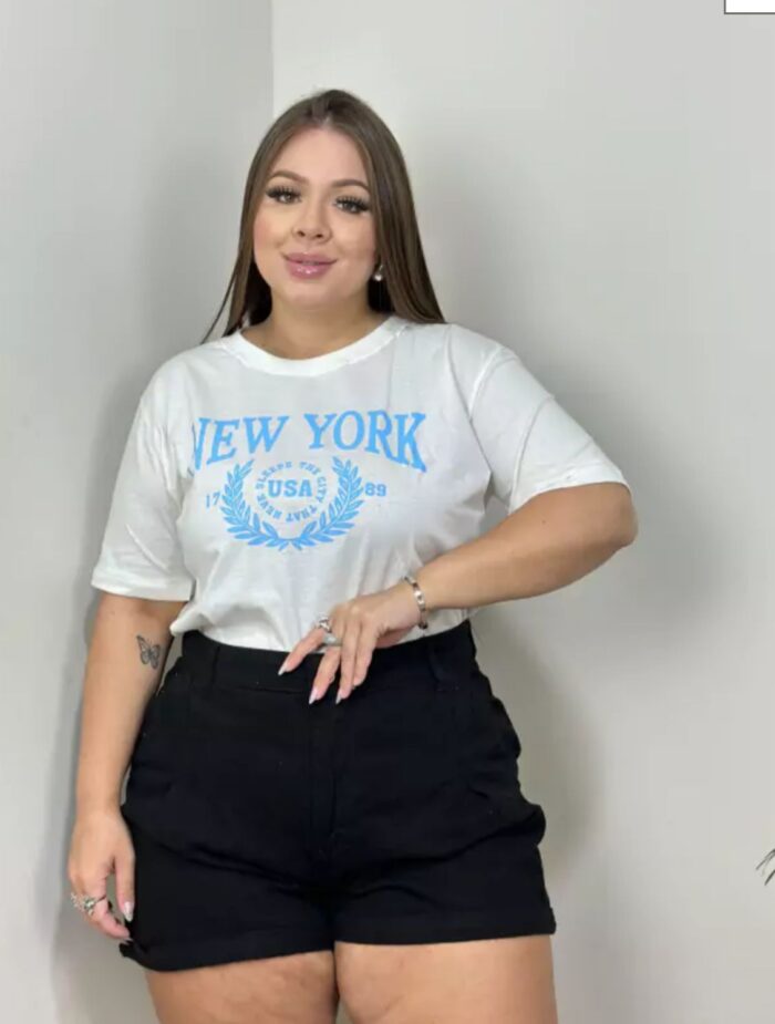 t shirt new york off whithe plus size