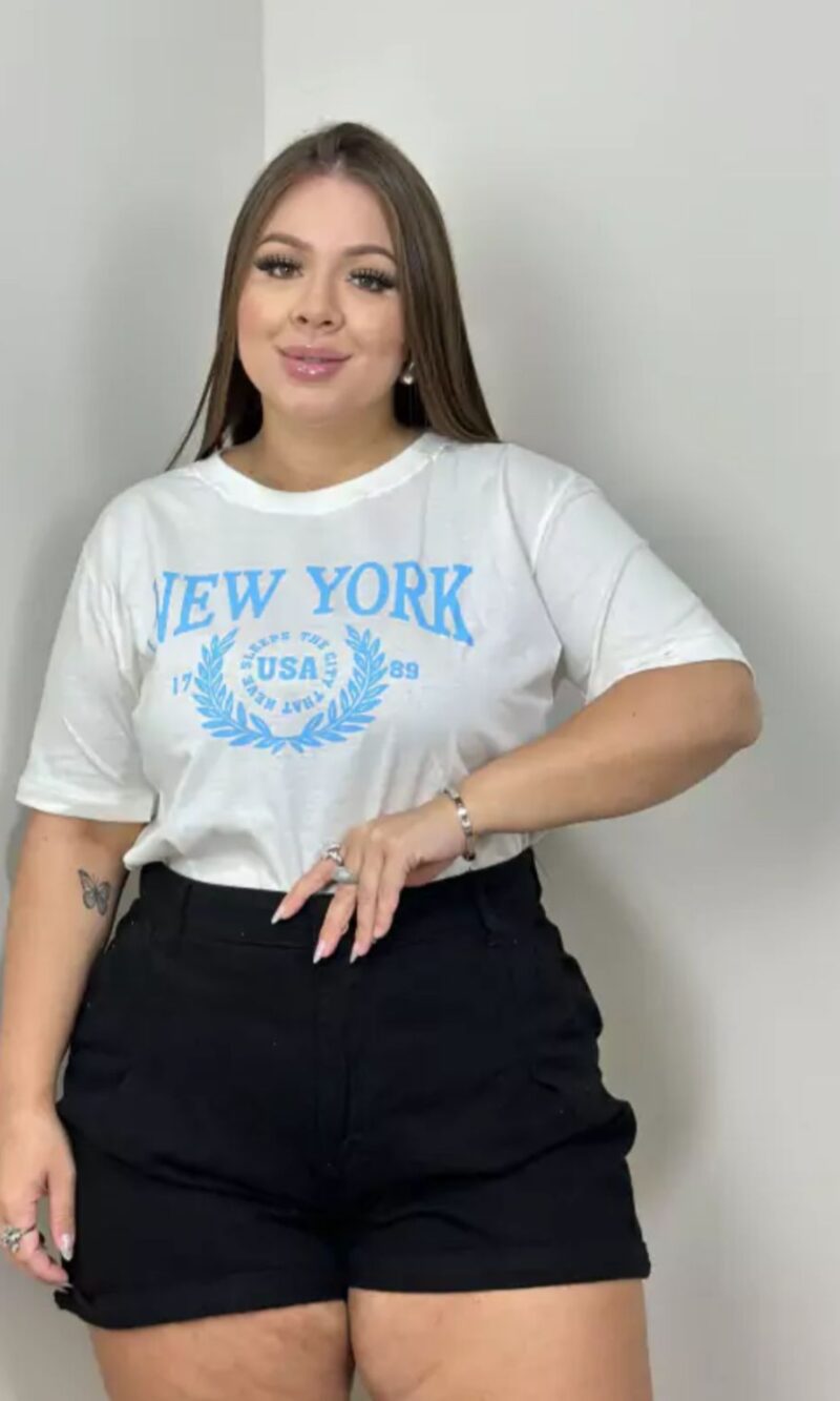 t shirt new york off whithe plus size