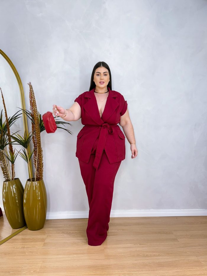conjunto milão vinho plus size