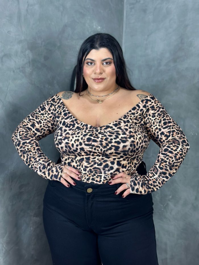 blusa telma onça plus size