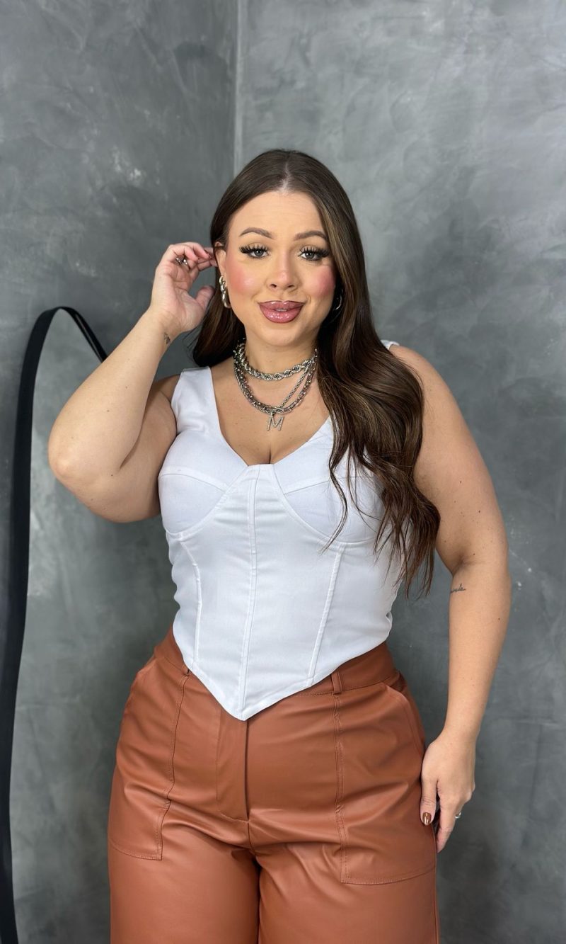 cropped liora branco plus size