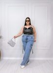 cropped loma preto plus size