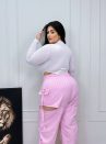 calça carlotta rosa plus size