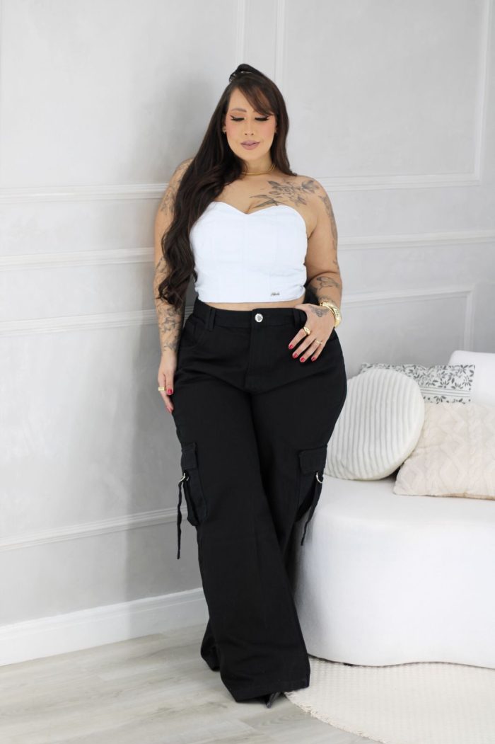 calça wide leg luiza preto plus size calça wide leg luiza preto plus size