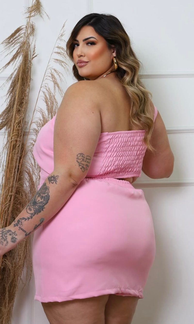 macaquinho isis rosa bebê plus size 1382