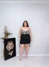 cropped cilene preto com branco plus size