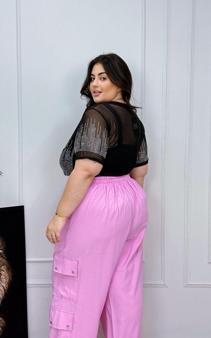 cropped tule nura preto plus size