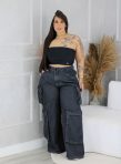 calça wide leg dandara jeans plus size 16,20