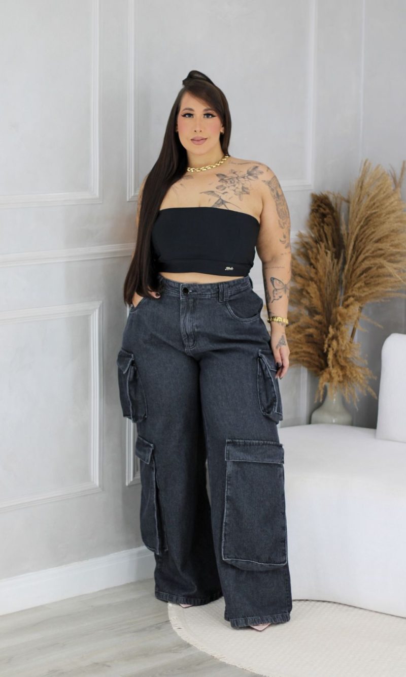 calça wide leg dandara jeans plus size 16,20