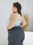 calça wide leg gorete jeans plus size