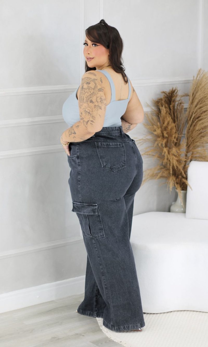 calça wide leg gorete jeans plus size