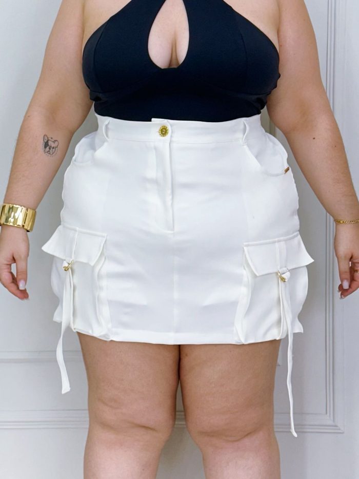 short saia noemi off white plus size short saia noemi off white plus size