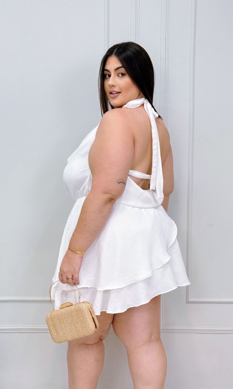 macaquinho fiorella amarelo plus size 