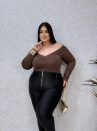 blusa telma café plus size 2052