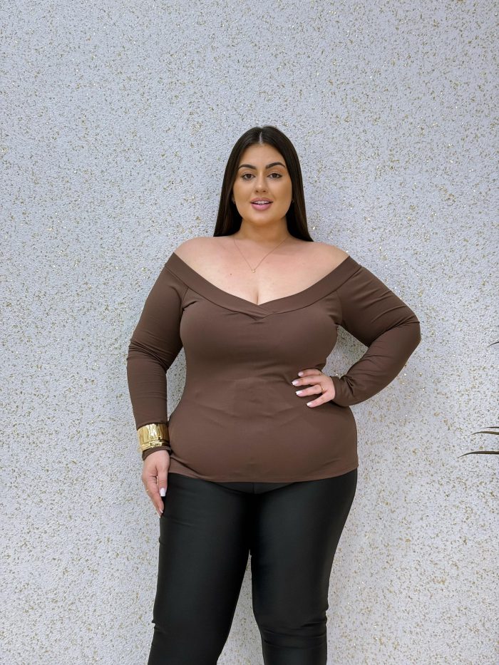 blusa telma café plus size 2052 blusa telma café plus size 2052