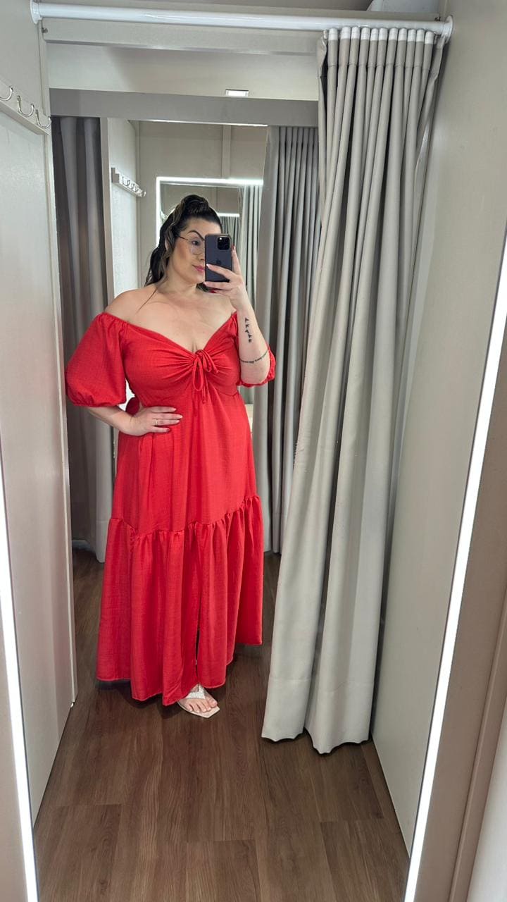 vestido kauane vermelho plus size 2050