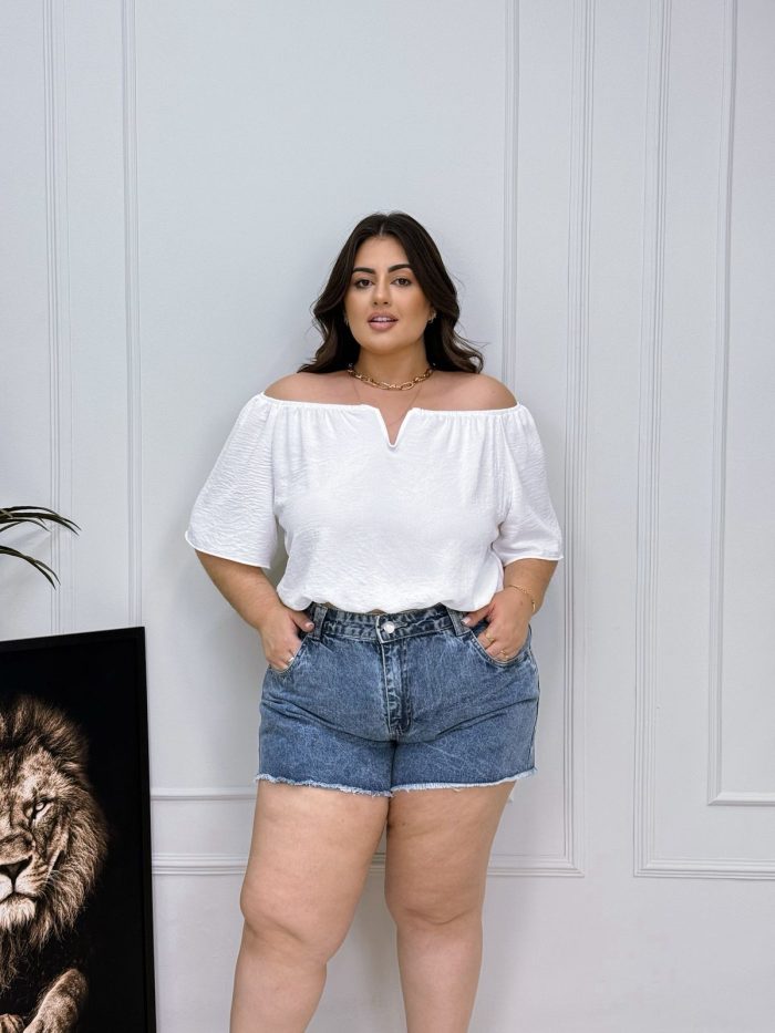 blusa milena branca plus size 