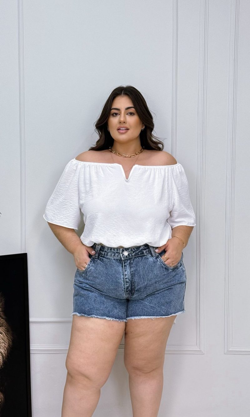 blusa milena branca plus size 
