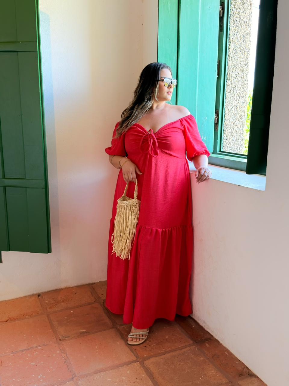 vestido kauane vermelho plus size 2050