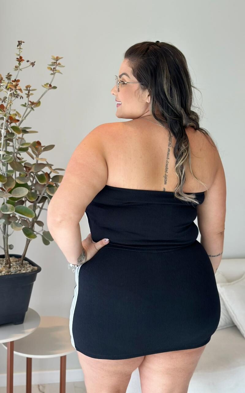 conjunto flor preto plus size 2153