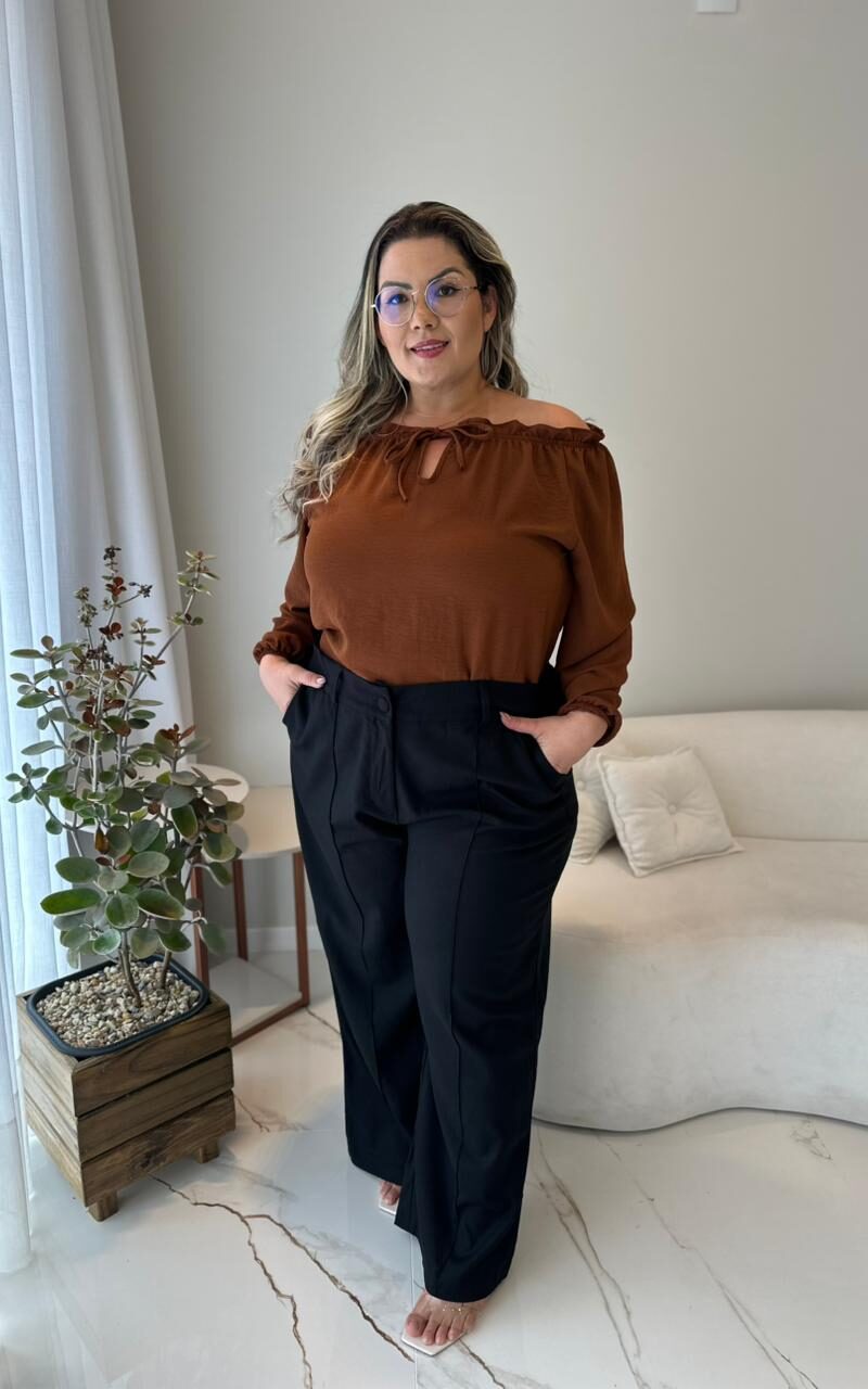 blusa cornelia marrom plus size 2289