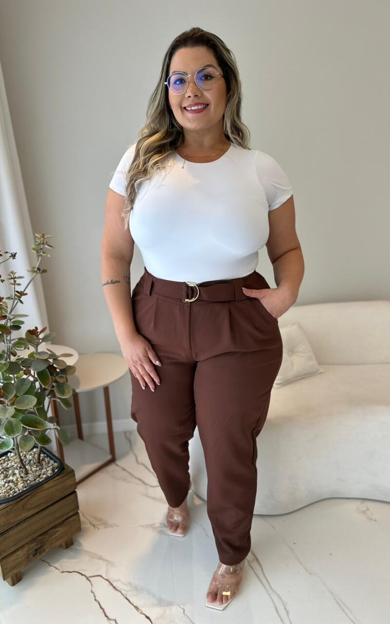 calça ludy marrom plus size 2328