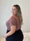 blusa jessy caramelo listrada plus size 2292
