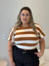 blusa jessy caramelo listrada plus size 2292