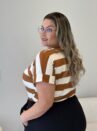 blusa jessy caramelo listrada plus size 2292