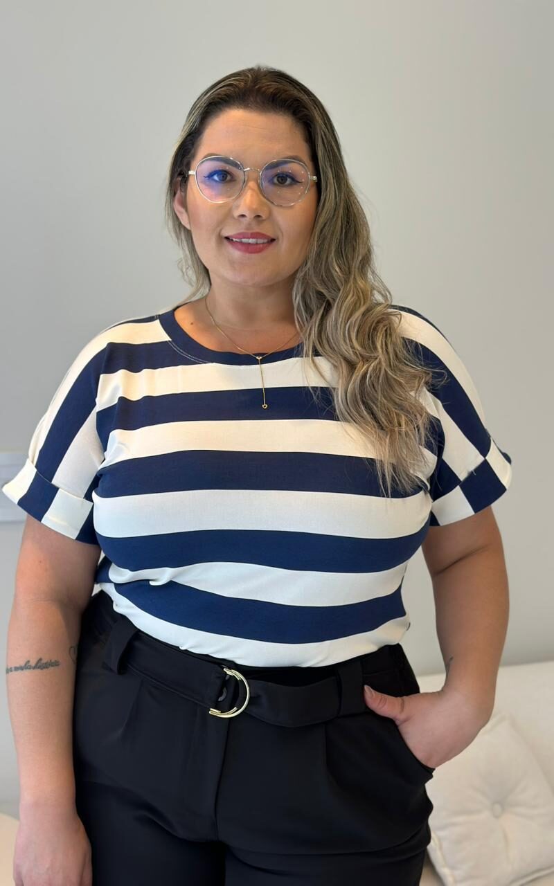 blusa jessy caramelo listrada plus size 2292