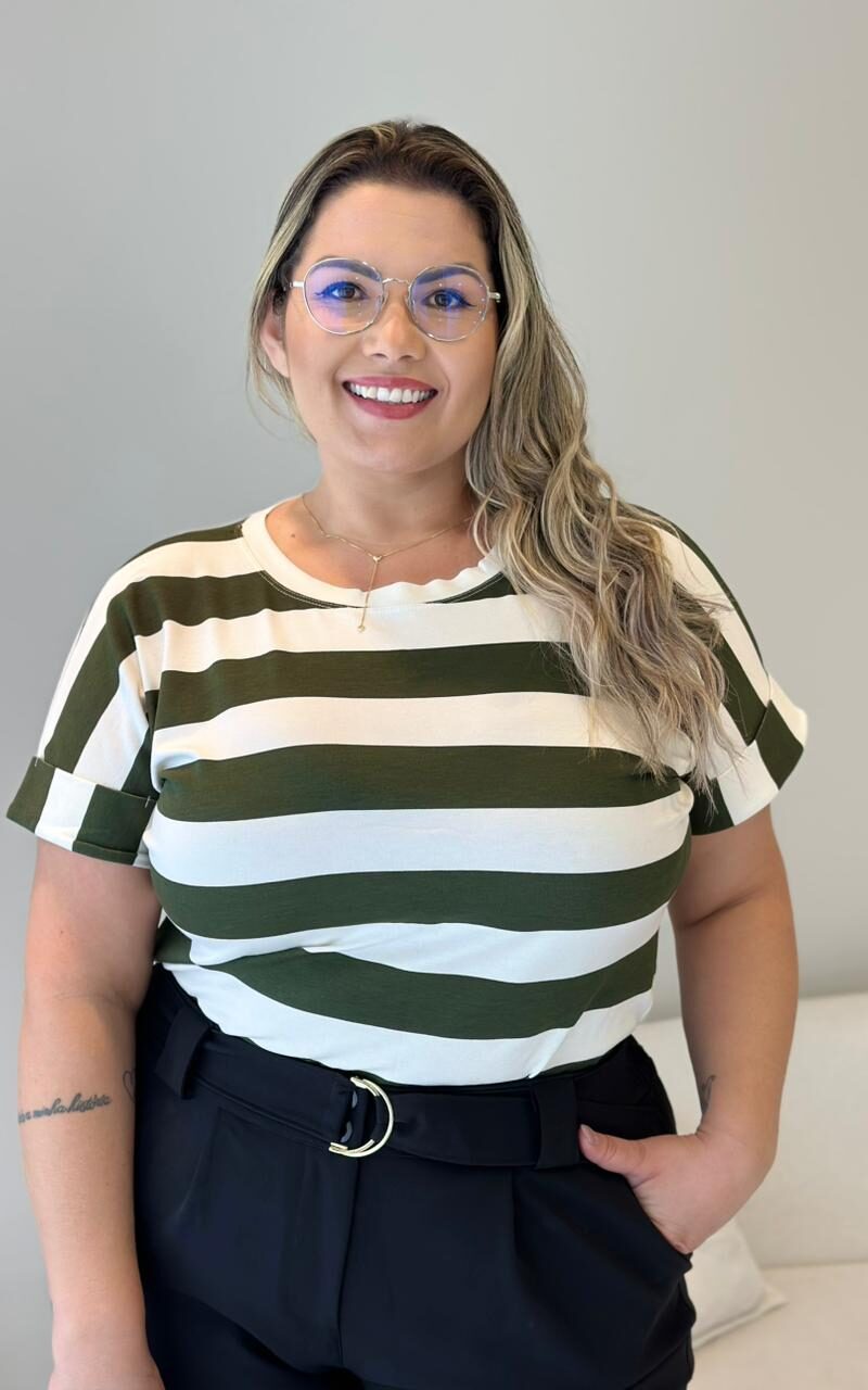 blusa jessy caramelo listrada plus size 2292