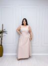 vestido solene marrom plus size 2366