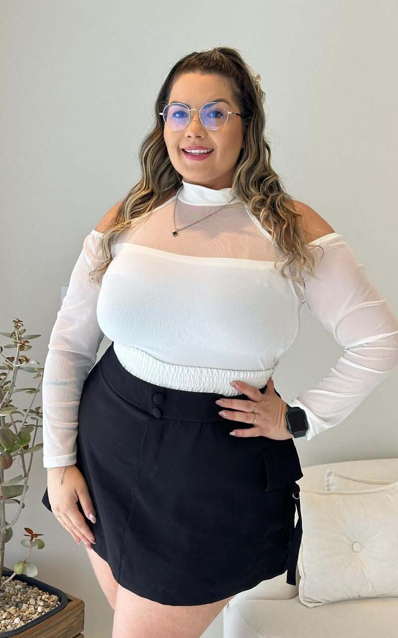 cropped taty preto plus size 2404