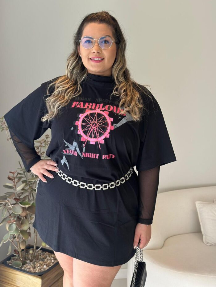 camisão lolla preto plus size 2399