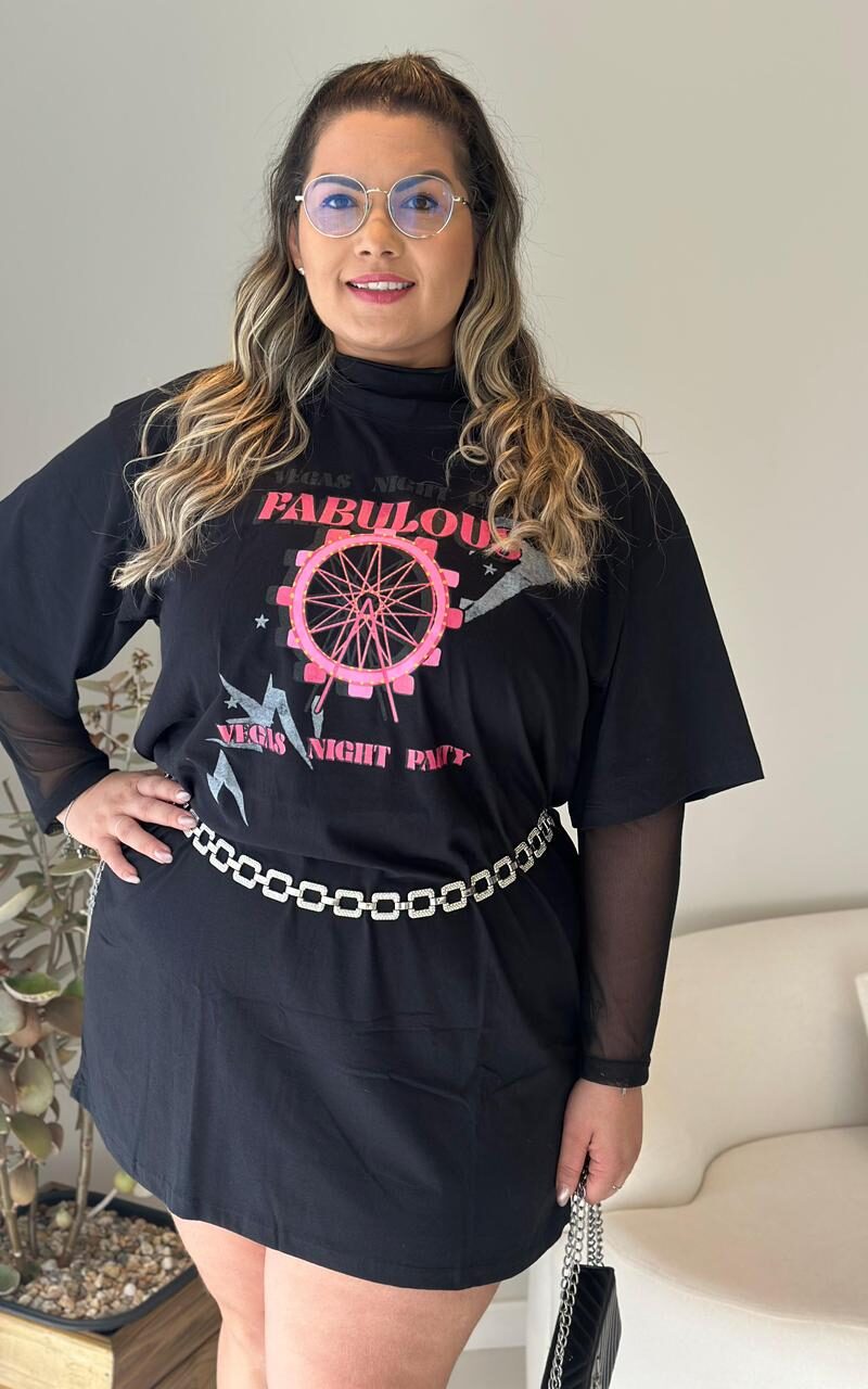 camisão lolla preto plus size 2399