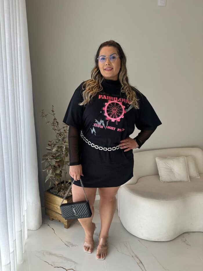 camisão lolla preto plus size 2399 camisão lolla preto plus size 2399