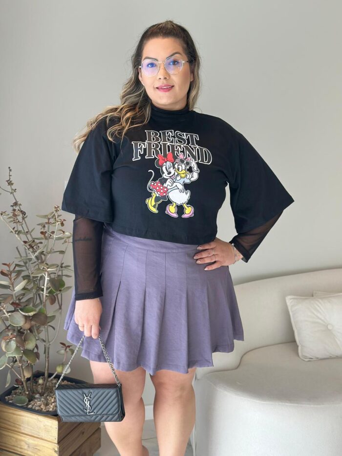 cropped minnie preto plus size 2391