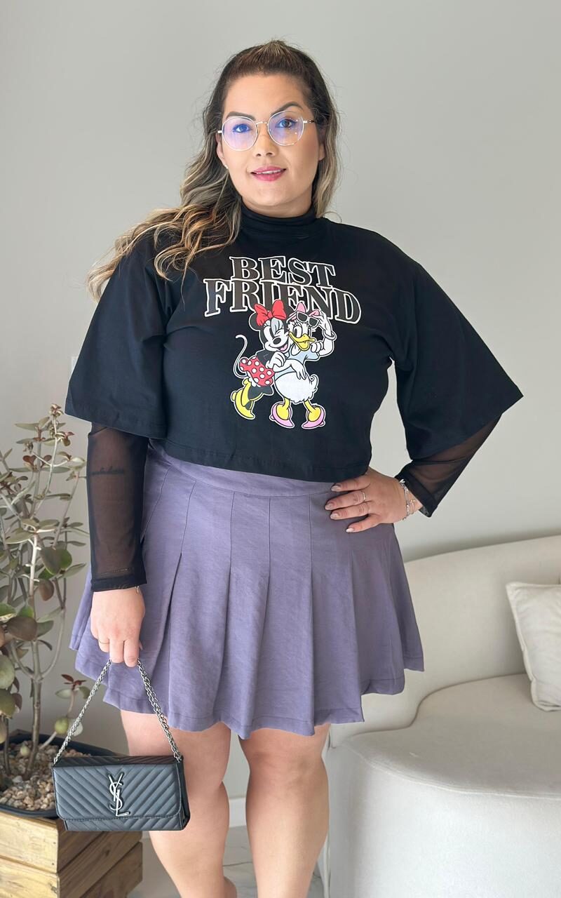cropped minnie preto plus size 2391