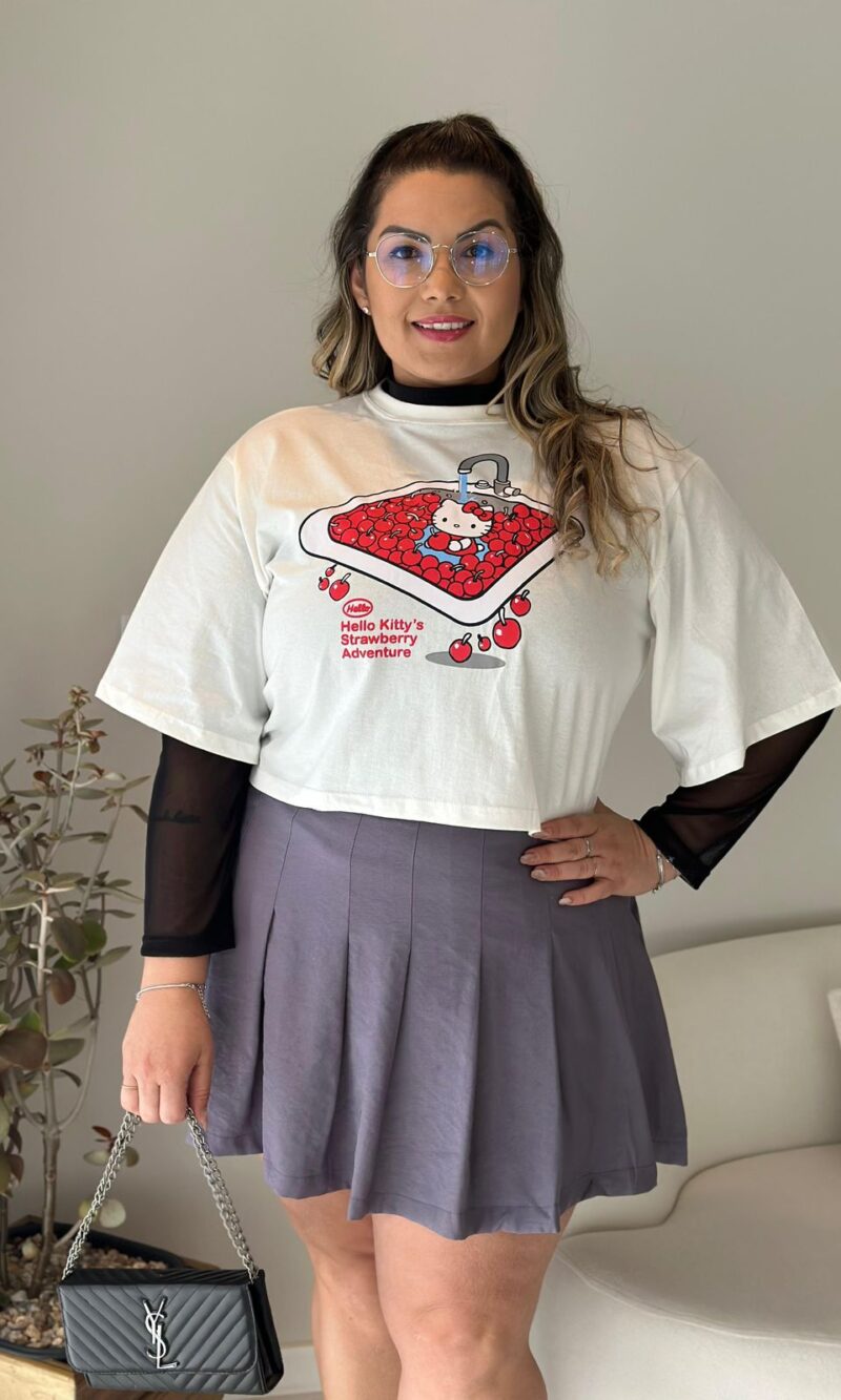 cropped hello kitty off white plus size 2390