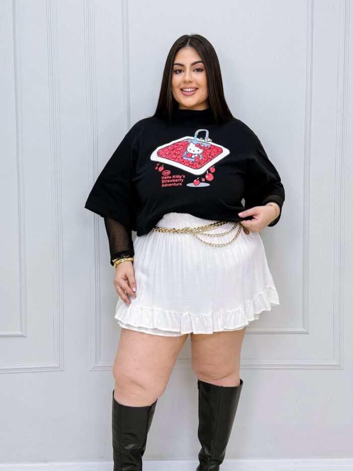 cropped hello kitty preto plus size 2390