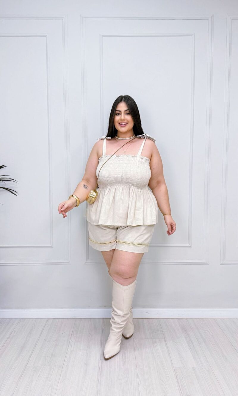 conjunto saionara nude plus size 2376