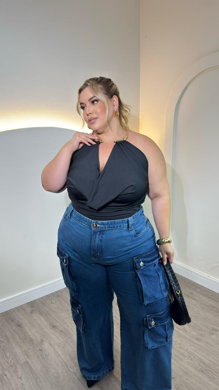 cropped maya preto plus size 2663