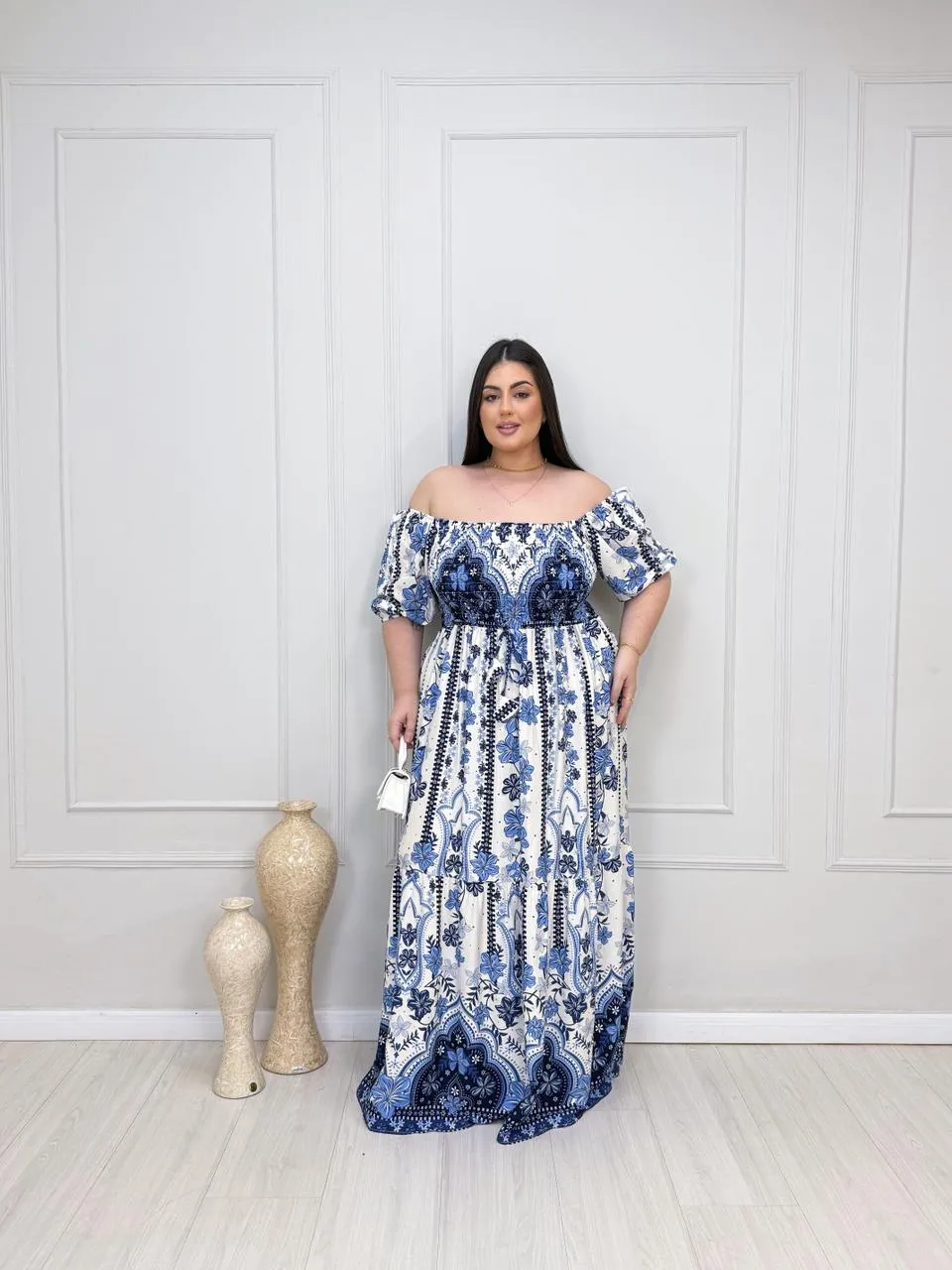 vestido amalfi azul plus size 2966